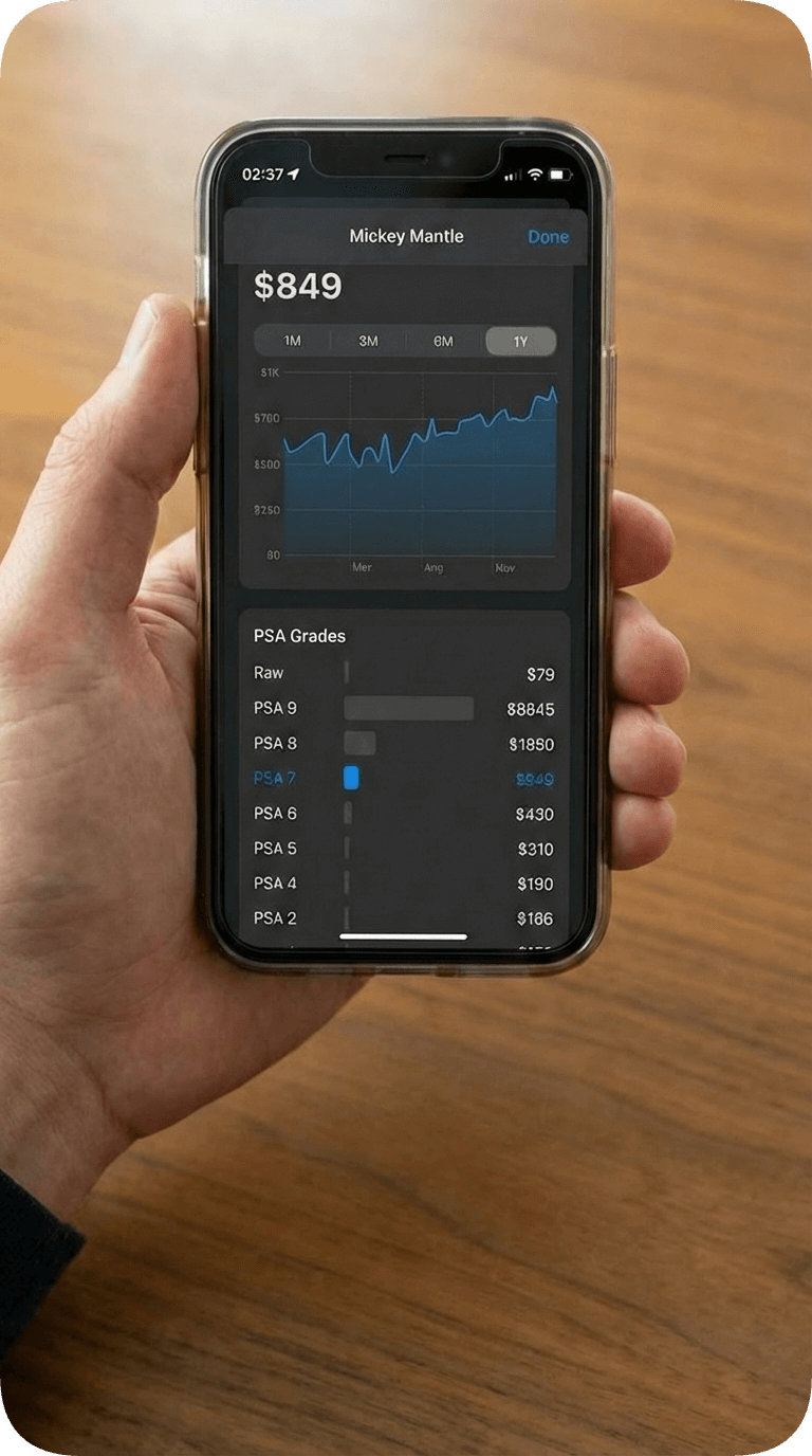 Card analysis with price chart